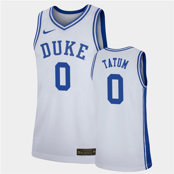 Mens Duke Blue Devils #0 Jayson Tatum Nike White College Basketball Game Jersey