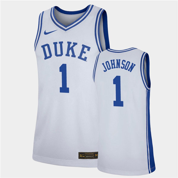 Mens Duke Blue Devils #1 Jalen Johnson Nike White College Basketball Game Jersey