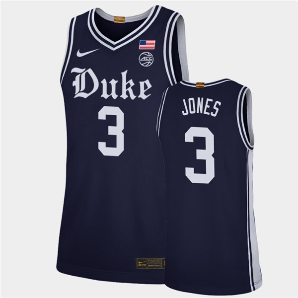 Mens Duke Blue Devils #3 Tre Jones Nike Navy College Basketball Game Jersey