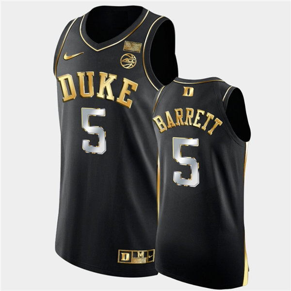 Mens Duke Blue Devils #5 RJ Barrett Nike Black Golden Edition Basketball Jersey