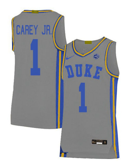 Mens Duke Blue Devils #1 Vernon Carey Jr. Nike Grey College Basketball Game Jersey