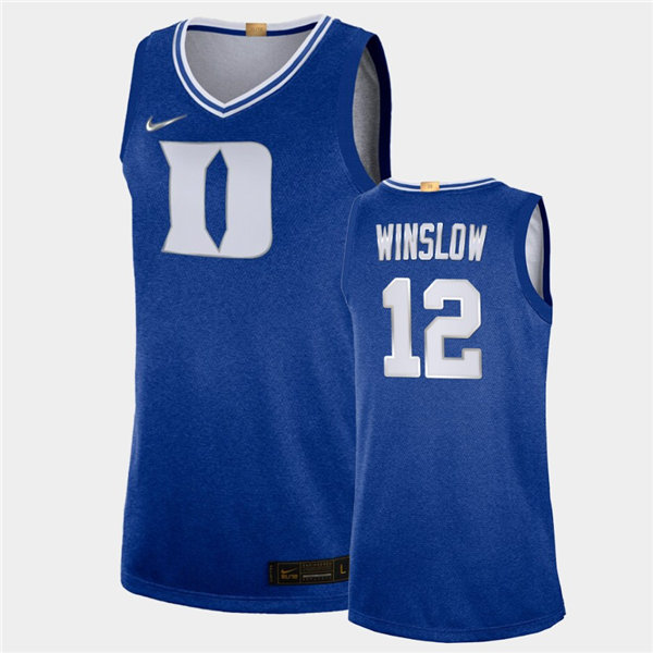 Mens Duke Blue Devils #12 Justise Winslow Nike Royal 100th Anniversary Rivalry Basketball Jersey