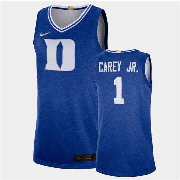 Mens Duke Blue Devils #1 Vernon Carey Jr. Nike Royal 100th Anniversary Rivalry Basketball Jersey  