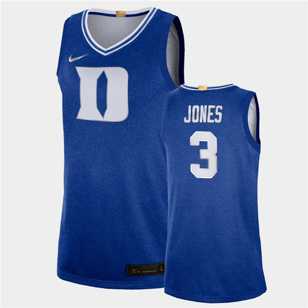 Mens Duke Blue Devils #3 Tre Jones Nike Royal 100th Anniversary Rivalry Basketball Jersey
