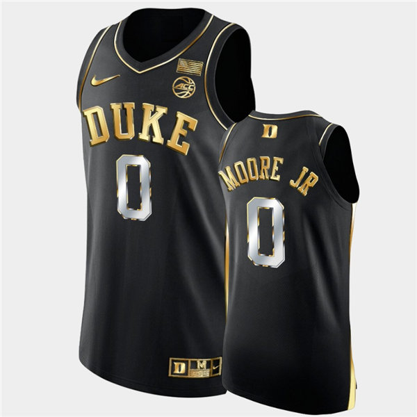 Mens Duke Blue Devils #0 Wendell Moore Jr Nike Black Golden Edition Basketball Jersey