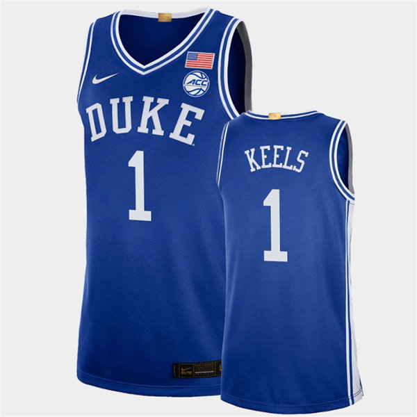 Mens Duke Blue Devils #1 Trevor Keels Nike Royal College Basketball Game Jersey