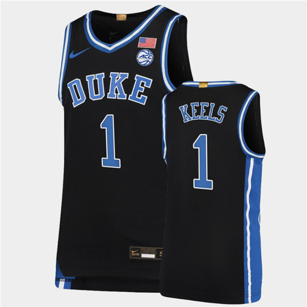 Mens Duke Blue Devils #1 Trevor Keels Nike Black College Basketball Game Jersey