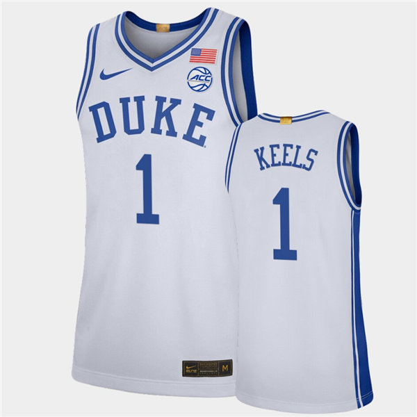 Mens Duke Blue Devils #1 Trevor Keels Nike White College Basketball Game Jersey