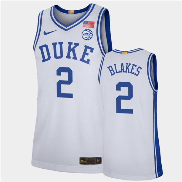 Mens Duke Blue Devils #2 Jaylen Blakes Nike White College Basketball Game Jersey