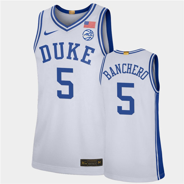 Mens Duke Blue Devils #5 Paolo Banchero Nike White College Basketball Game Jersey