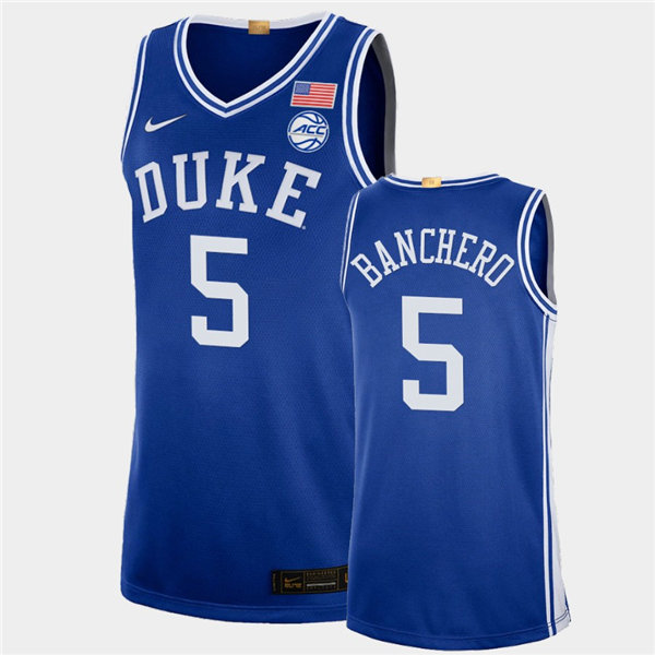 Mens Duke Blue Devils #5 Paolo Banchero Nike Royal College Basketball Game Jersey