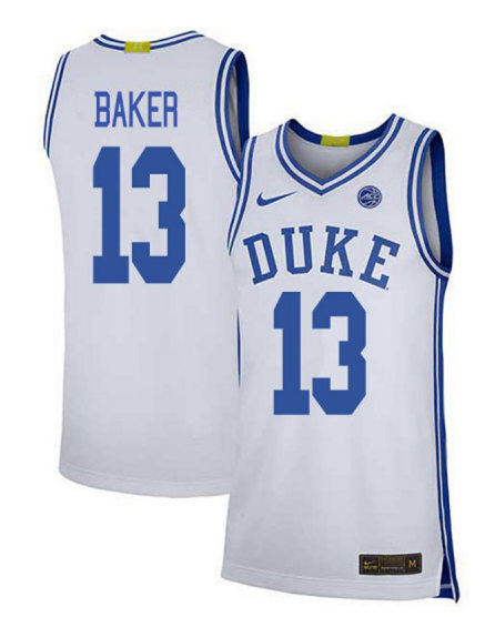 Mens Duke Blue Devils #13 Joey Baker Nike White College Basketball Game Jersey