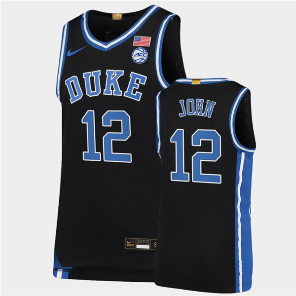 Mens Duke Blue Devils #12 Theo John Nike Black College Basketball Game Jersey