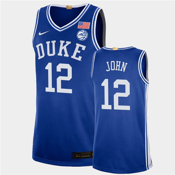 Mens Duke Blue Devils #12 Theo John Nike Royal College Basketball Game Jersey
