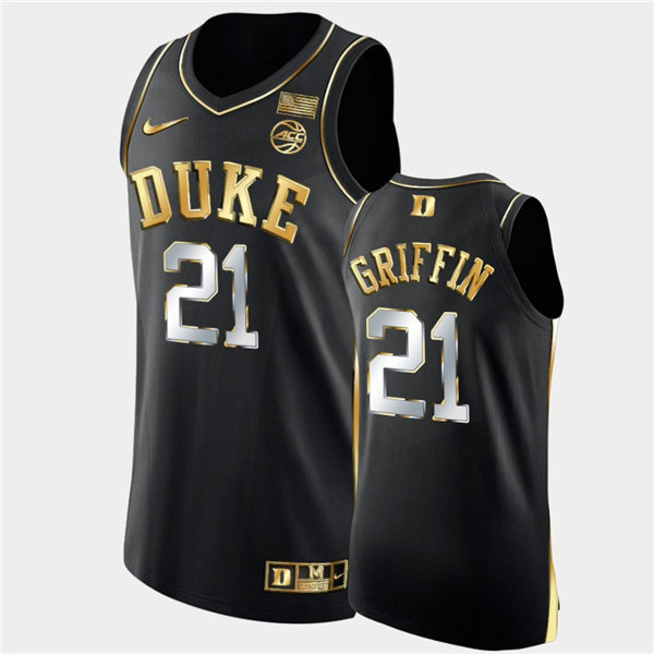 Mens Duke Blue Devils #21 AJ Griffin Nike Black Golden Edition Basketball Jersey