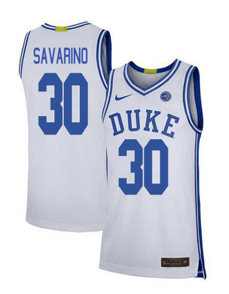 Mens Duke Blue Devils #30 Michael Savarino Nike White College Basketball Game Jersey