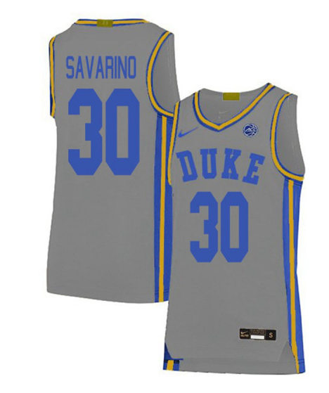 Mens Duke Blue Devils #30 Michael Savarino Nike Grey College Basketball Game Jersey
