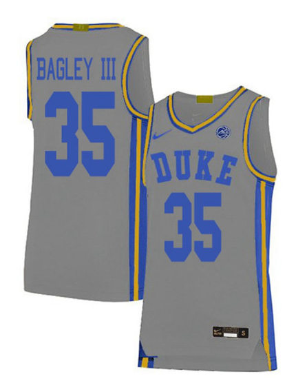 Mens Duke Blue Devils #35 Marvin Bagley III Nike Grey College Basketball Game Jersey