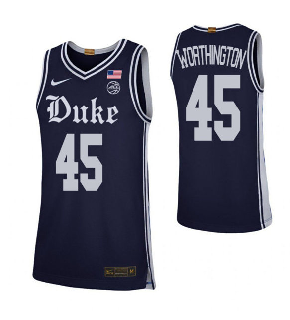 Mens Duke Blue Devils #45 Keenan Worthington Nike Navy College Basketball Game Jersey