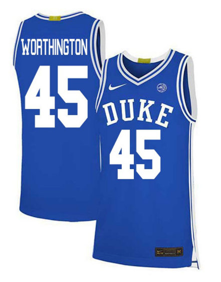 Mens Duke Blue Devils #45 Keenan Worthington Nike Royal College Basketball Game Jersey