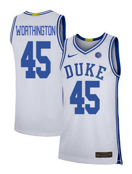 Mens Duke Blue Devils #45 Keenan Worthington Nike White College Basketball Game Jersey