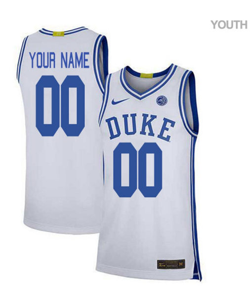 Youth Duke Blue Devils Custom Nike White College Basketball Game Jersey