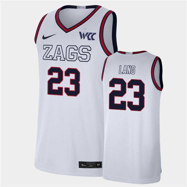 Mens Gonzaga Bulldogs #23 Matthew Lang 2021 White ZAGS Nike NCAA College Basketball Jersey