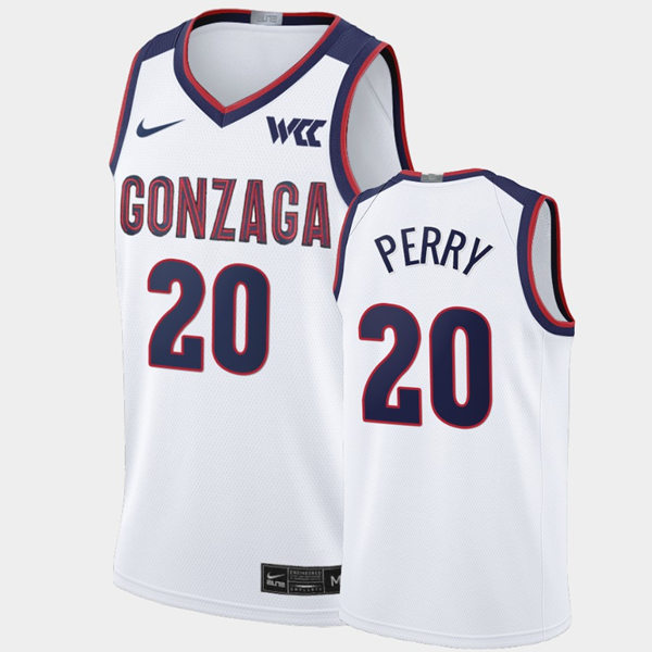 Mens Gonzaga Bulldogs #20 Kaden Perry Nike White 2021 WCC College Basketball Game Jersey