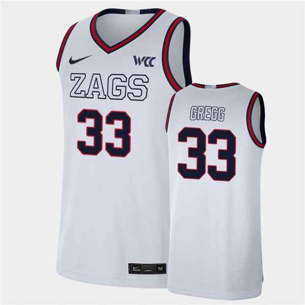 Mens Gonzaga Bulldogs #33 Ben Gregg 2021 White ZAGS Nike NCAA College Basketball Jersey