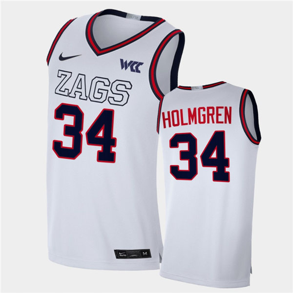 Mens Gonzaga Bulldogs #34 Chet Holmgren 2021 White ZAGS Nike NCAA College Basketball Jersey