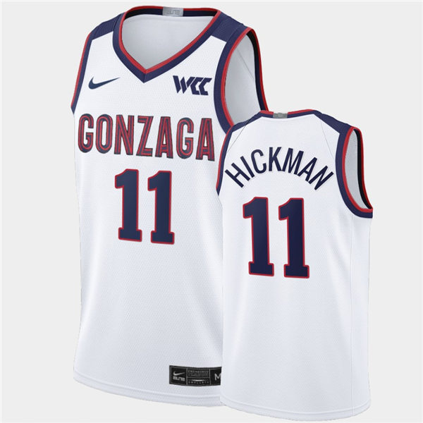 Mens Gonzaga Bulldogs #11 Nolan Hickman Nike White 2021 WCC College Basketball Game Jersey
