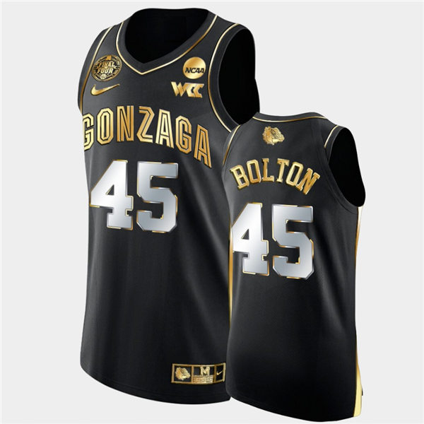 Mens Gonzaga Bulldogs #45 Rasir Bolton Nike Black Golden Edition Basketball Jersey