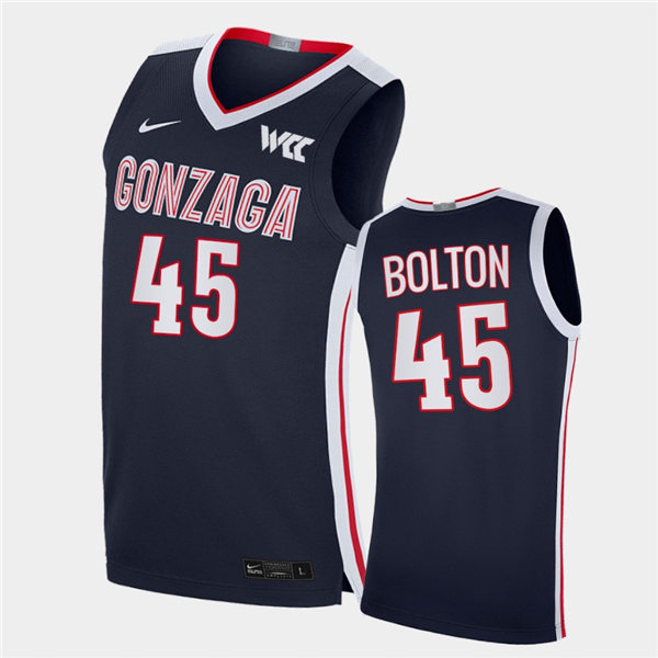 Mens Gonzaga Bulldogs #45 Rasir Bolton Navy Nike 2021 WCC College Basketball Game Jersey
