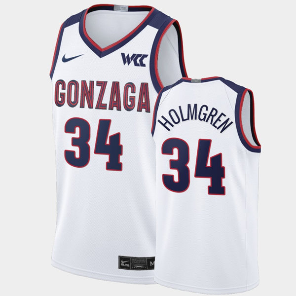 Mens Gonzaga Bulldogs #34 Chet Holmgren Nike White 2021 WCC College Basketball Game Jersey