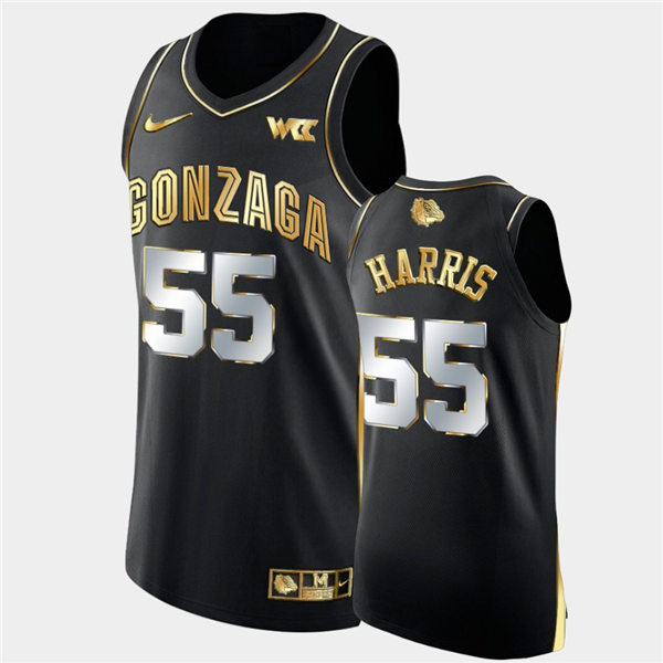 Mens Gonzaga Bulldogs #55 Dominick Harris Nike Black Golden Edition Basketball Jersey