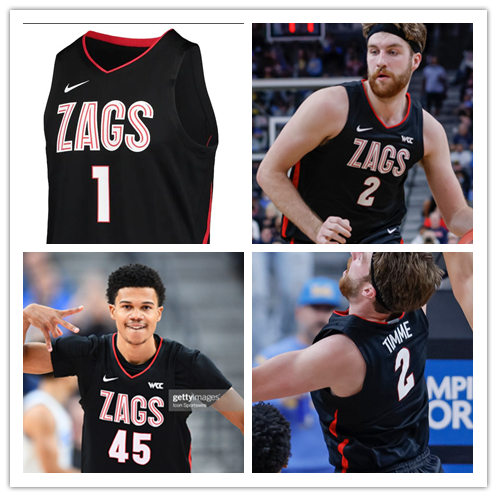Mens Gonzaga Bulldogs Custom Nike 2021-22 Black WCC College Basketball Game Jersey