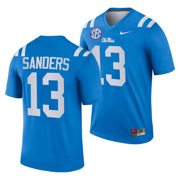 Mens Ole Miss Rebels #13 Braylon Sanders Nike Light Blue College Football Game Jersey