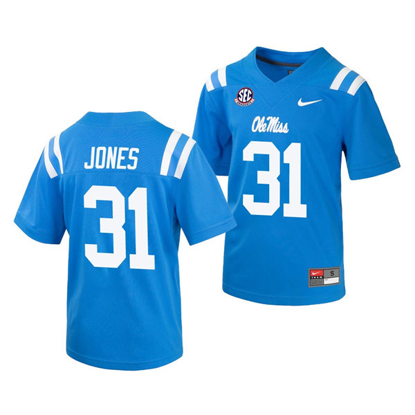 Mens Ole Miss Rebels #31 Jaylon Jones Nike Light Blue College Football Game Jersey