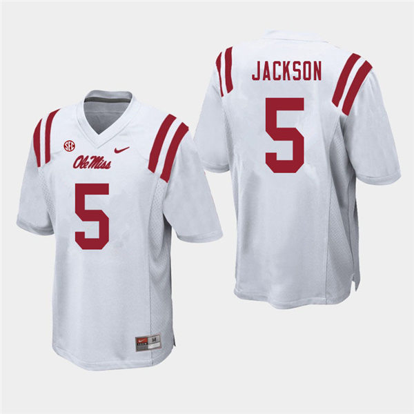 Mens Ole Miss Rebels #5 Dannis Jackson Nike White College Football Game Jersey