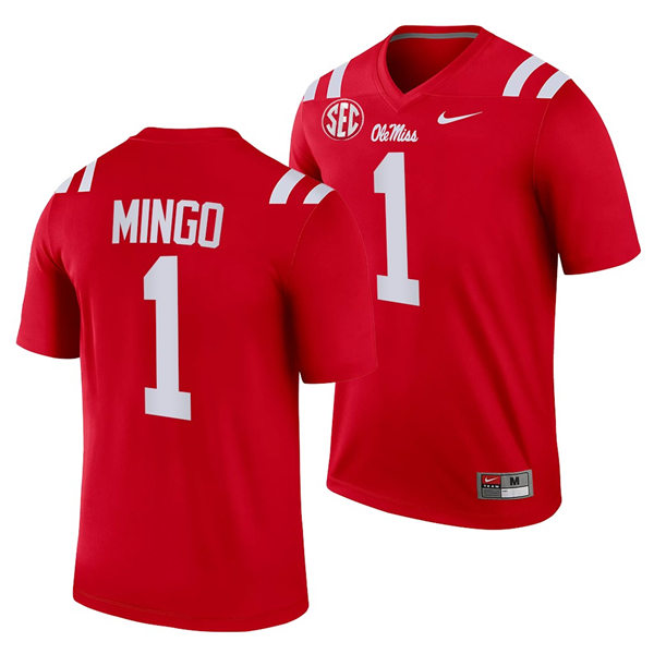 Mens Ole Miss Rebels #1 Jonathan Mingo Nike Red College Football Game Jersey