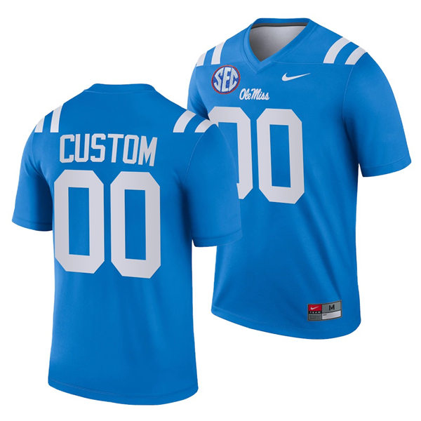 Youth Ole Miss Rebels Custom Nike Light Blue College Football Game Jersey