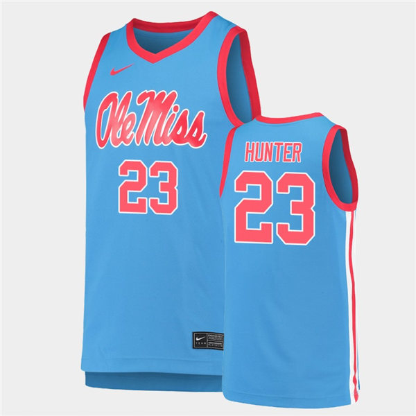 Mens Ole Miss Rebels #23 Sammy Hunter Nike Powder Blue College Basketball Game Jersey