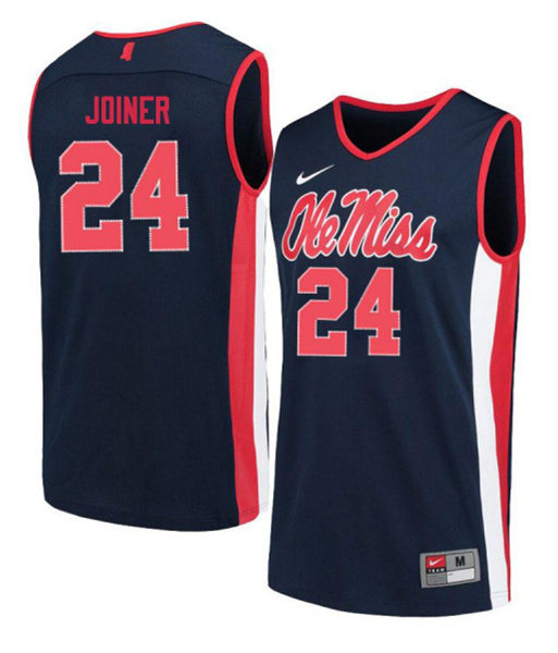 Mens Ole Miss Rebels #24 Jarkel Joiner Nike Navy College Basketball Jersey