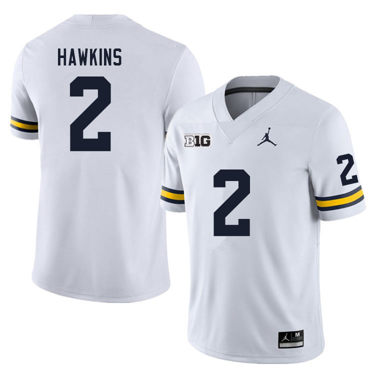 Mens Michigan Wolverines #2 Brad Hawkins White Jordan Brand College Football Game Jersey