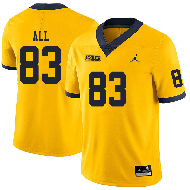 Mens Michigan Wolverines #83 Erick All Gold Jordan Brand College Football Game Jersey