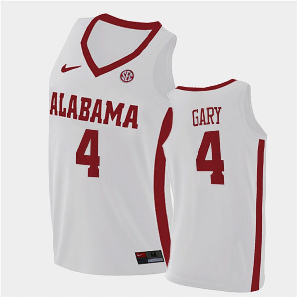 Mens Alabama Crimson Tide #4 Juwan Gary Nike White College Basketball Game Jersey