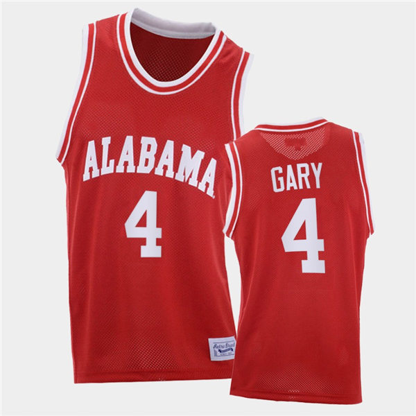 Mens Alabama Crimson Tide #4 Juwan Gary Red Retro College Basketball Jersey