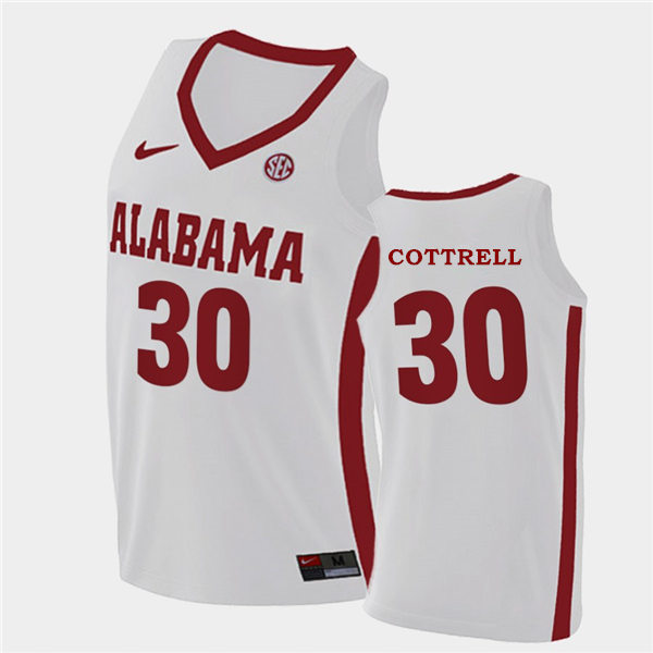 Mens Alabama Crimson Tide #30 Adam Cottrell Nike White College Basketball Game Jersey
