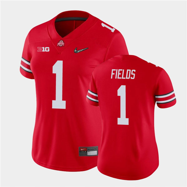 Women's Ohio State Buckeyes #1 Justin Fields Nike Scarlet College Football Game Jersey