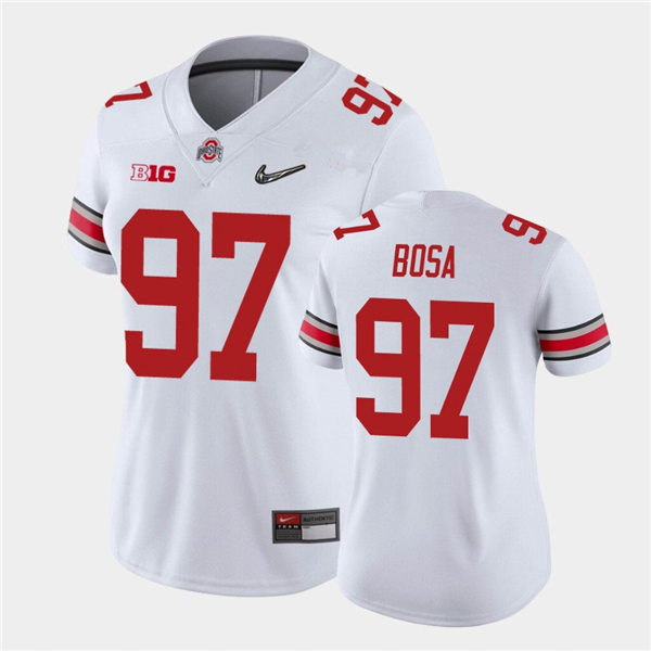 Women's Ohio State Buckeyes #97 Nick Bosa White 2021 National Championship Jersey